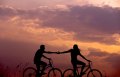 Couple on bikes