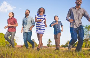 group of people running