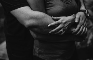 woman and man hugging