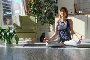 Woman meditating in the sun